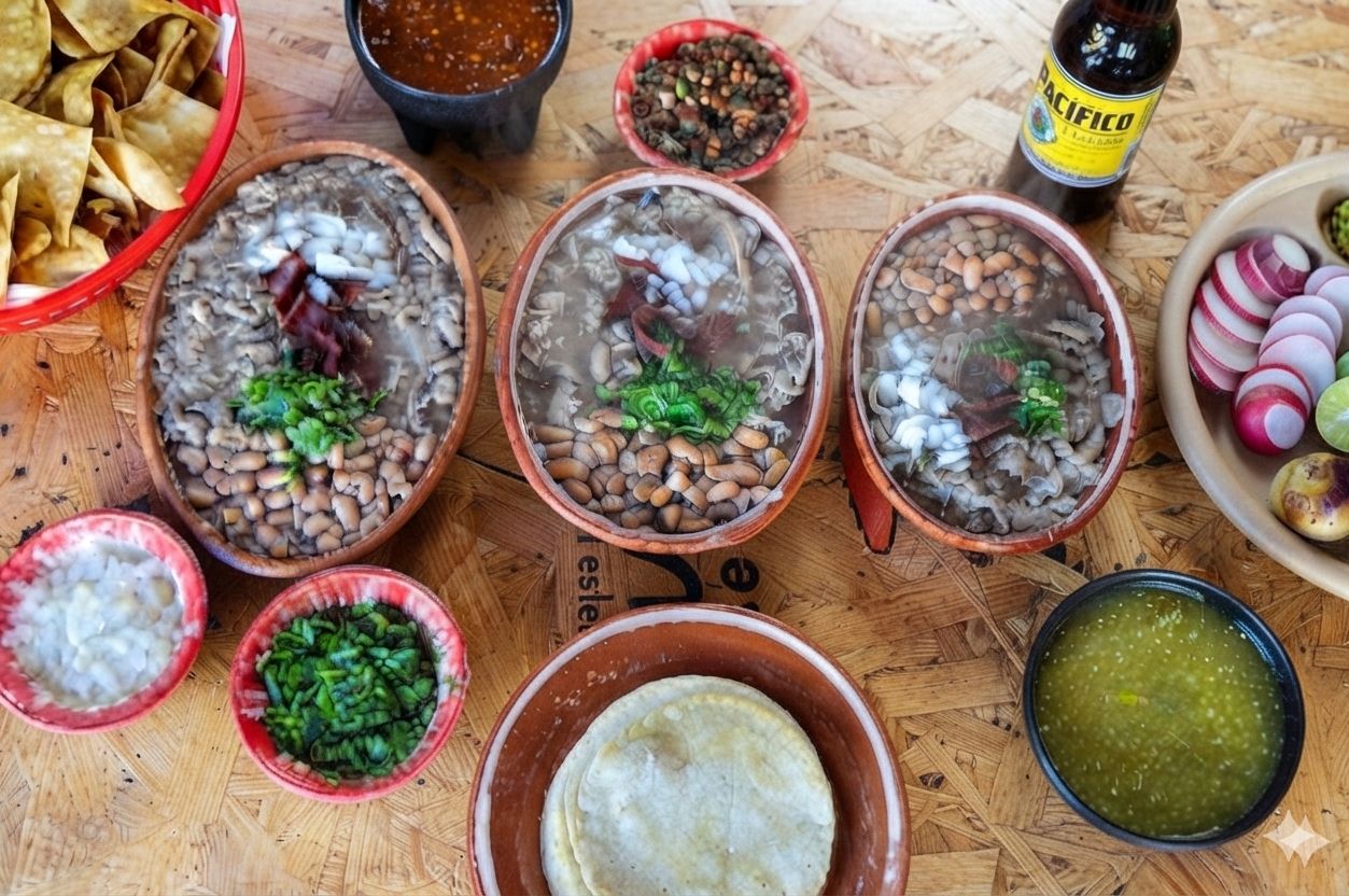 Carne en su jugo con frijoles, cebolla, cilantro y tortillas